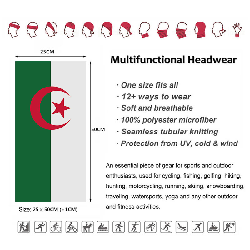 Cezayir bayrağı baskılı Bandan - Cycling Headwear incelemesi ve fiyatı